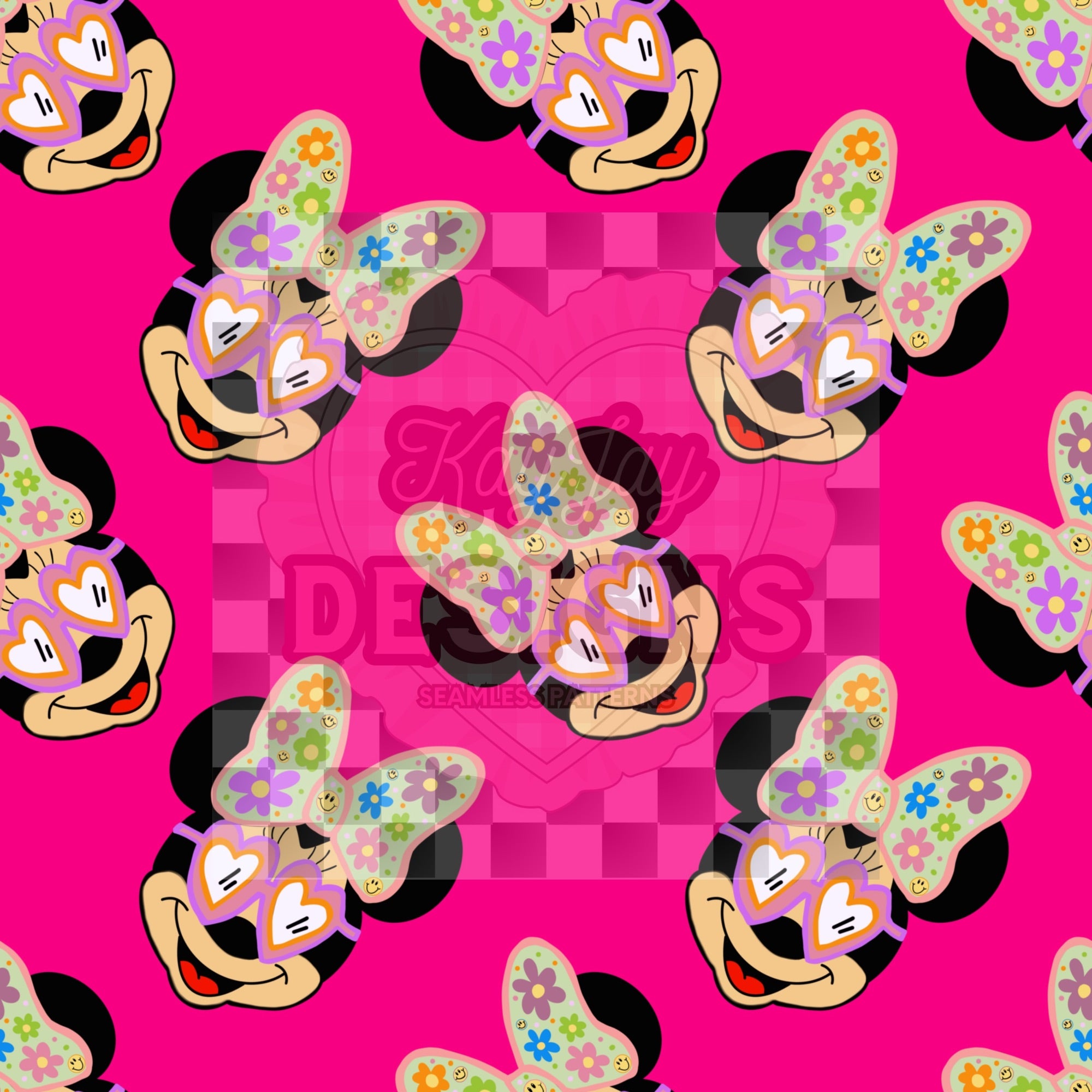 Minnie smiley floral bow
